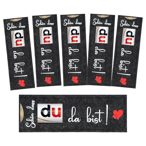 24 Stück 'Schön, dass du da bist' Gastgeschenk für Schokolade Verpackung, Hülle Filz Gastgeschenke Konfirmation, Geschenkverpackung für Hochzeit, Taufe, Abschluss, Geburtstag, Firmenfeiern