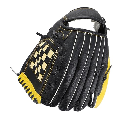 CORHAD 1pc Baseball Glove for Softball Lightweight Protective Gear Yellow and Black for Youth and Adult Training Material for Use