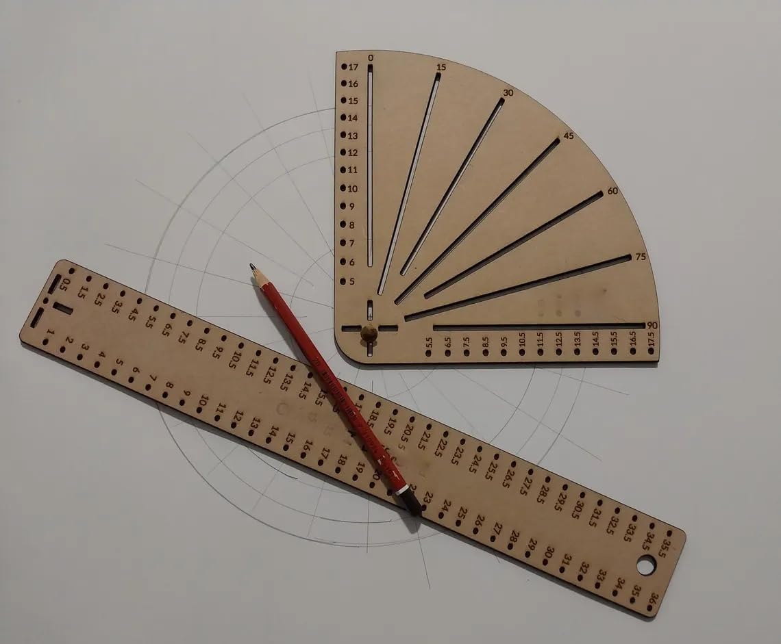 Haoser Circle Maker & Circle Segment Marker Tools – DIY Mandala Design Templates Set for Dotting Art, Acrylic Painting, Crafts & Drawing – Large Circle (70cm) & Small Circle (43cm) Ruler