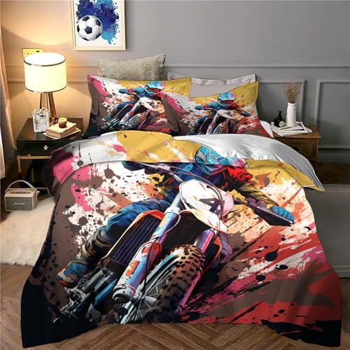 Housse de couette motocross 3D microfibre super king 260x220cm lavable - 6