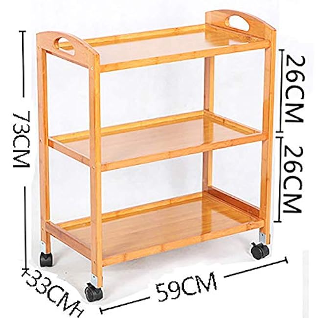 Hand Trucks Storage Cart,Kitchen 3 Tier Hotel Catecart with Brake Wheel,Beauty Salon Gallery Rolling Trolley,Wooden Tool Storage Cart/Brown/L(Wood-Large)-otOOJ61Z