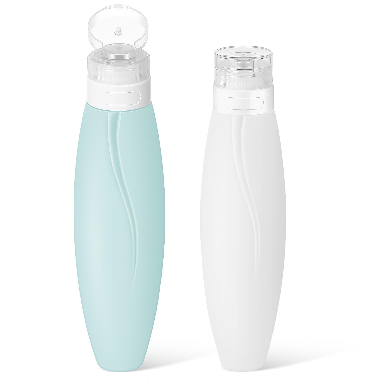 Garneck Lot de 2 bouteilles de voyage en silicone rechargeables vides pour shampooing, lotion, gel douche, 150 ml
