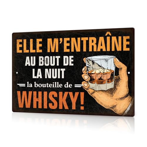Putuo Decor Plaque Métallique Whisky, Panneau Déco Bar Rétro en Aluminium, Idéal pour Cave à Vin et Salon, 30x20 cm