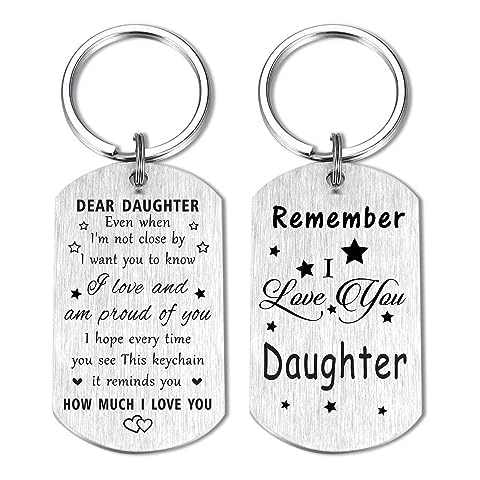 Resdink Daughter Keychain Gifts - to My Dear Daughter, I Love You Daughter Birthday Key Chain, Best Graduation Gifts for Our Daughter Proud of Daughter Teen Girl, Christmas Gifts for Adult Daughter Cover