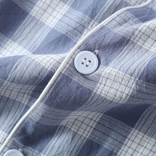 Men's Cotton Pjs Top Soft Sleepwear Short Sleeve V Neck Button Comfy Breathable Spring Trendy Loungewear3