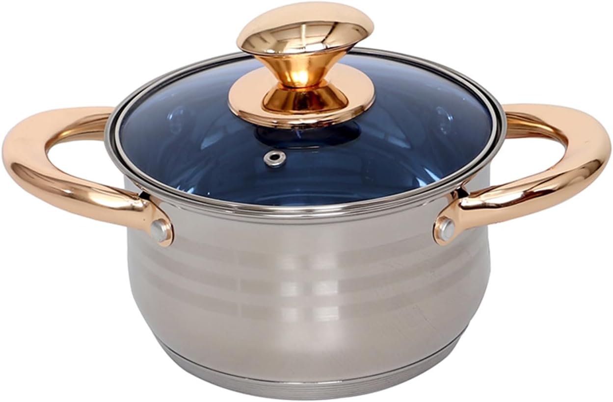 | 12-Piece Stainless Steel Cookware Set with Marble-Coated Nonstick Frying Pan | Silver