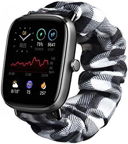 Compatible for Amazfit GTS 3 Band, YOUkei Fabric Elastic Scrunchie Elastic  Women Cute Replacement Straps Compatible for Amazfit GTS 2 Mini/GTS 2 / GTS  3 Smartwatch (Grid): Buy Online at Best Price