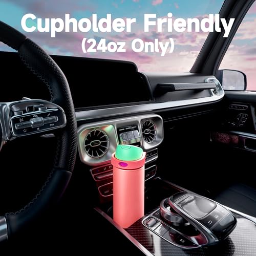 Image of 24 oz Insulated Water Bottle for Women: Meoky Stainless Steel Water Bottle with 2-in-1 Straw Lid - Leak Proof, Cold for 24 Hours, Fits in Car Cup Holder, BPA-Free for Sports Travel, Strawberry Field