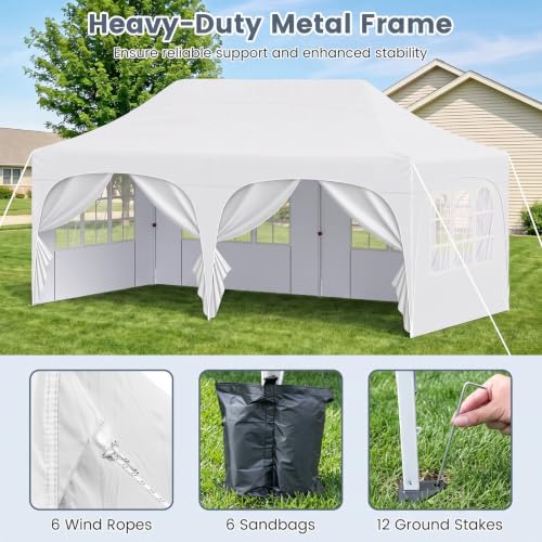 Image of Tangkula 10 x 20 ft Pop Up Canopy with 6 Removable Sidewalls