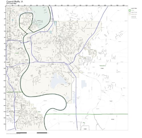Amazon.com : ZIP Code Wall Map of Council Bluffs, IA ZIP Code Map ...