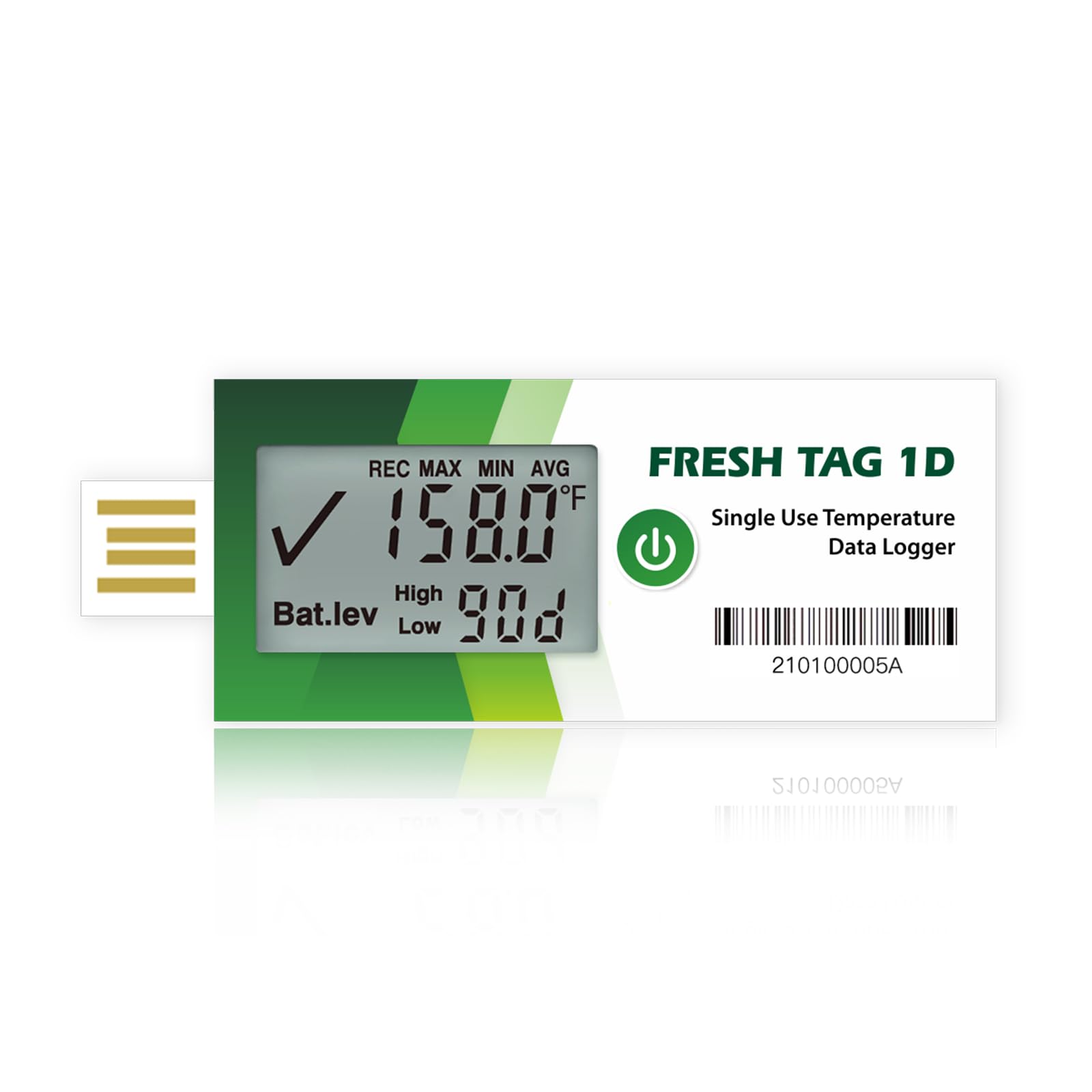 Freshliance Temperature Data Logger with LCD Display, Single Use USB Temperature Recorder with 30000 Points, Auto PDF CSV Report 30Days Cold Chain
