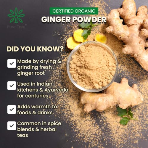 Image of Pure Tree Certified Organic Adrak Powder | 5 Kg / 5000 g | Sonti Dry Sonth Powder - Saunth | Allam Powder Ginger Powder For Cooking | Gluten Free Sukku Podi