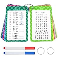 Hanqing 13 Pcs Times Tables Multiplication Flash Cards, Times Tables Poster, 0-12 Times Table Math Flash Cards with 2 Dry Erase Markers and 2 Rings, Multiplicar Math Game for 1st to 3rd Grade