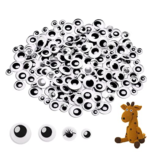 Hoiny Wackelaugen Selbstklebend, 200 Stück Kulleraugen Selbstklebend, Augen Basteln 6 Mm/8 Mm/10 Mm/12 Mm, Schwarz Bastelaugen, Rund Googly Eyes, Augen Zum Aufkleben Für DIY und Scrapbooking