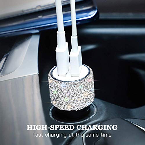 Dual Usb Car Charger,Savori Car Adapter Bling Bling Rhinestones Crystal Car Decorations For Fast Charging Car Decors For Iphone Xs Max X Plus, Ipad Pro/Mini, Samsung #TOP3