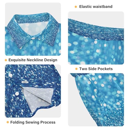 Boccsty Cyan Aqua Gradient Flashing Glitter Boy Summer Shorts Sets Hawaiian Toddler Boys T-Shirt & Pants 2 Pcs 3T4