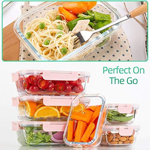 Image of C CREST [10 Pack] Glass Meal Prep Containers, Food Storage Containers with Lids Airtight, Glass Lunch Boxes, Microwave, Oven, Freezer and Dishwasher Safe