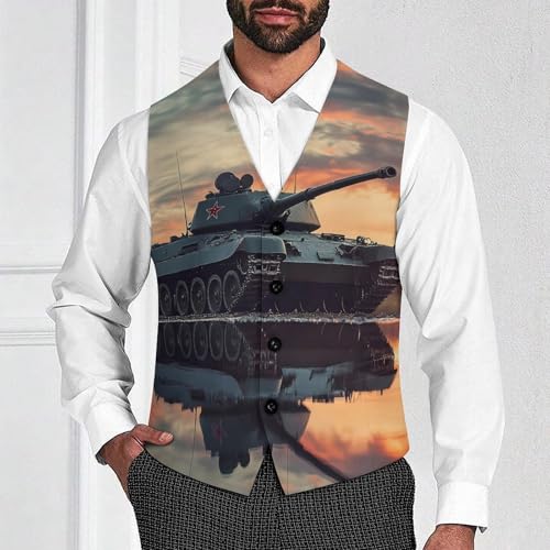 Military Tank Army Men's Suit Vests Dress Vest V-Neck Waistcoat Slim Business Formal with Pocket2