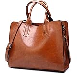 Pahajim Women Fashion Tote Handbags Lightweight PU Leather Satchel Shoulder Bags Retro Oil Wax...
