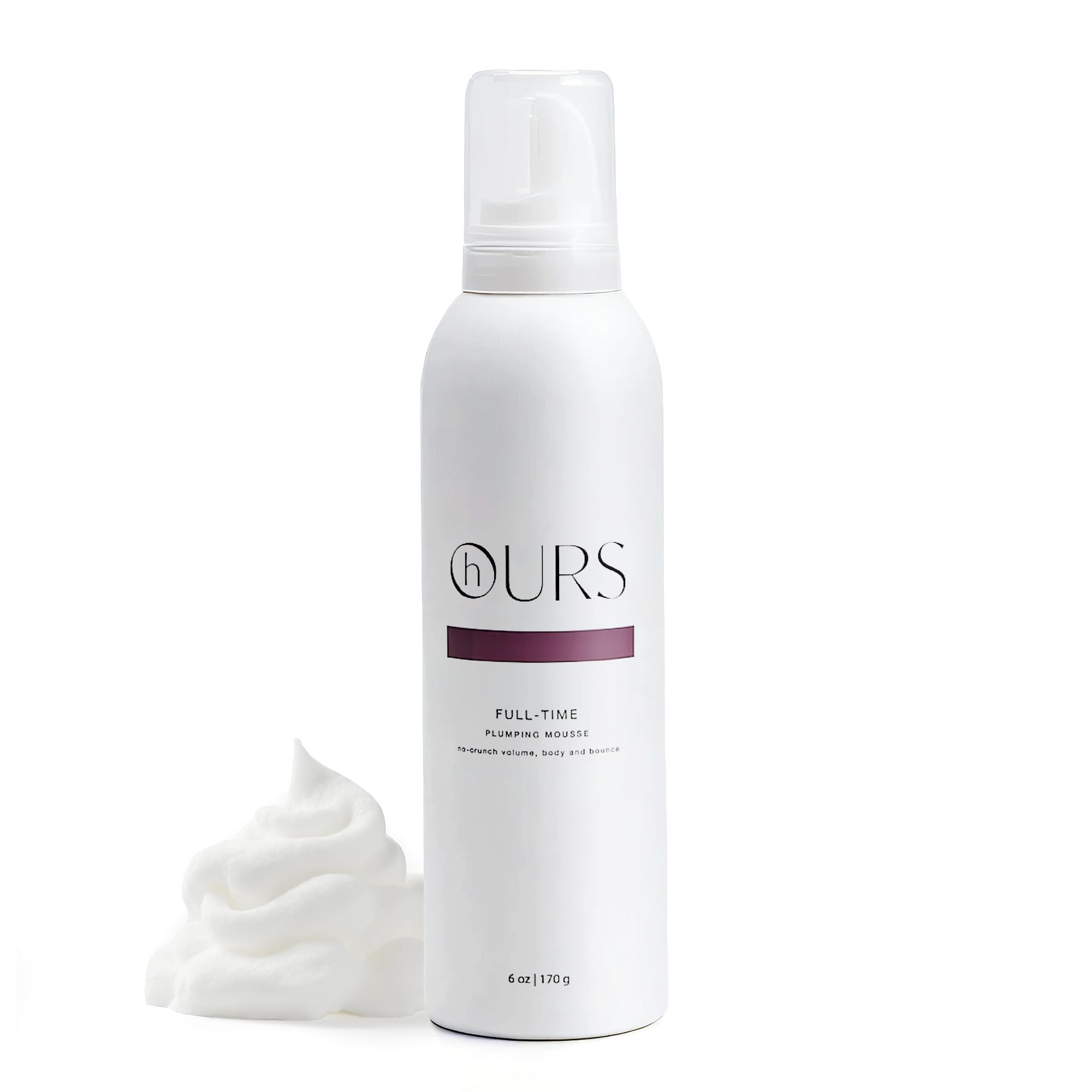 hOURS haircare Full-Time Plumping Mousse for Women | Professional Volumizing No Crunch Foam Long-lasting Volume Body & Bounce | Sulfate, Paraben, & Cruelty Free, Award-Winning Styling Product | 6 oz