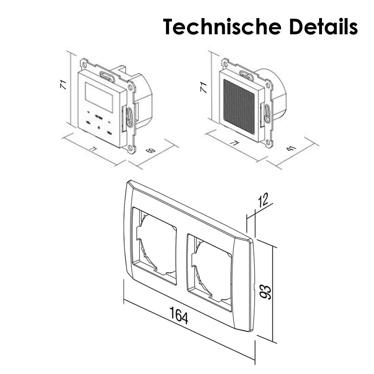 Radio encastrée LOGIQ avec Haut-Parleur 2W RMS, Dab+, FM et Bluetooth, écran OLED, Alarme et Sleep Timer, livrée avec Cadre 2 Voies Bold, Titane