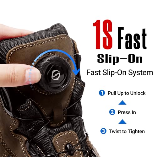 Steel Toe Boots for Men and Women,Welding Boots,S3 HRO Certified, Quick Fit System, Heat-Resistant, Waterproof, Slip-Resistant Tactical Work Shoes for Outdoor & Industrial Use2