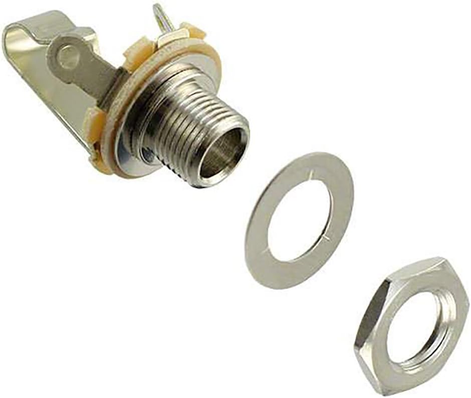 Switchcraft Electric Guitar Output Jack, 11 1/4 Guitar Jack, Audio Jack for Quarter Inch Cable, Nickel Plate Contact, Mono Output Jack