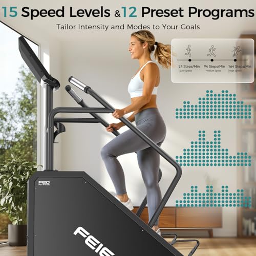 Image of FEIERDUN SC3 Stair Stepper Machine for Home Gym, Commercial Grade Stair Climber with LED Screen, Stair Machine with 15 Speed Levels for Cardio and Lower Body Workout, 660LBS Capacity, 24-164 Steps /Min