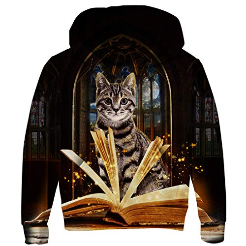 Belovecol Garçons 3D Cat Motif À Capuche Unisexe À Capuche avec Poches Crop Top Vêtements De Gym...