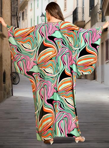 Caftans for Women Plus Size V-Neck Batwing Sleeve Kaftan Dress for Beach Swimwear Cover-Up Loungewear Mumu Dresses3