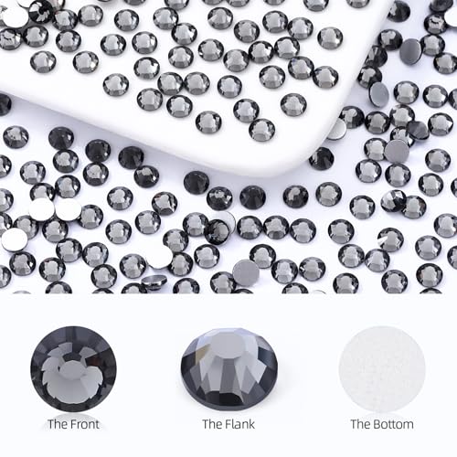 Image of Gray Flatback Rhinestones, Glass Rhinestones for Nail Art and Craft, Glue Fix, Loose Crystal Gemstones(Gray, SS16, 1440pcs, 3.8-4.0mm)