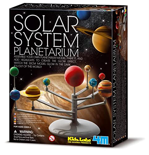 4M: Solar System Planetarium - Assemble Your Own 11.8' Model, Snap-Together, Glow-in-The-Dark Paint, DIY STEM Craft & Science Project Kit, Kids 8+