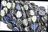 25 Blue/Purple/Silver Multi Glass Leaf Beads for Jewelry Making Bracelets, Necklaces 10mm Supplies f