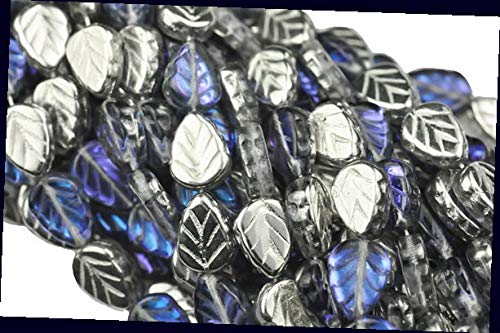25 Blue/Purple/Silver Multi Glass Leaf Beads For Jewelry Making Bracelets, Necklaces 10Mm Supplies For Diy Crafts Beadwork #TOP6