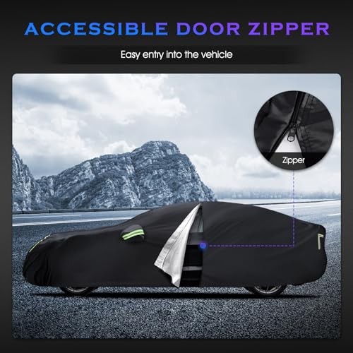 Image of Car Cover Custom Fit for Tesla Model 3 2017-2026, 6 Layers Truck Cover Waterproof All Weather for Automobiles,Outdoor Full Exterior Cover,Rain, Sun, Wind Protection,Black