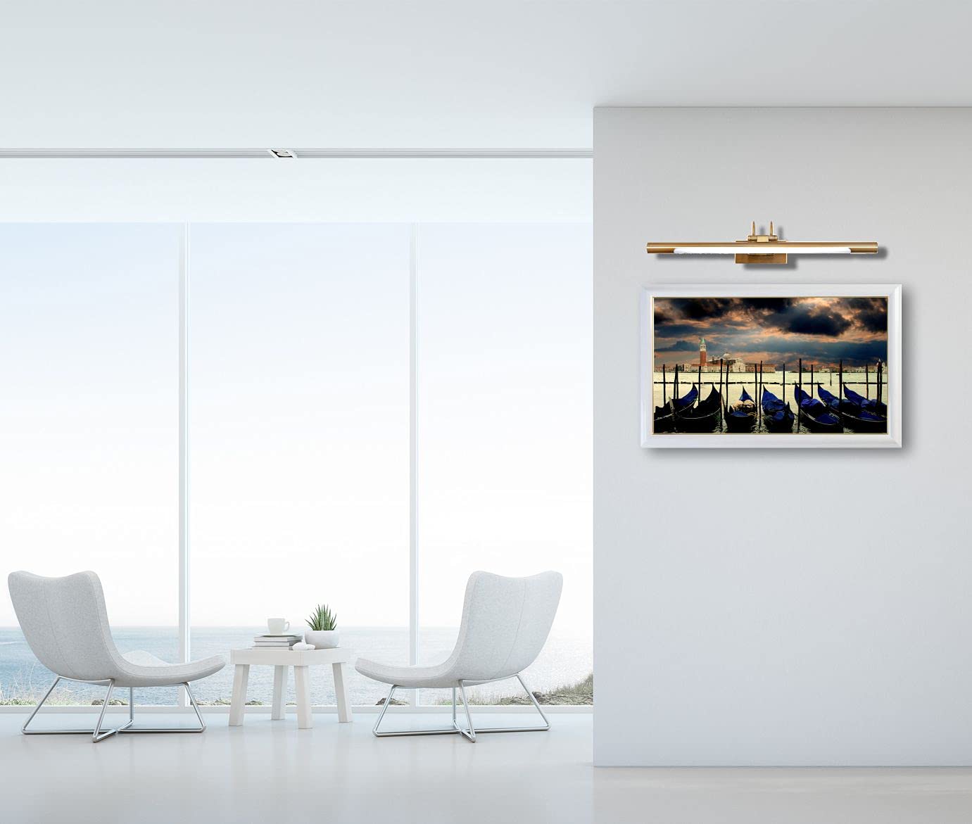 Aplique LED de pared para iluminar cuadros, espejos, murales, etc, led 8W estilo tradicional y elegante,tono de luz cálida 3000K, Bronce envejecido, totalmente articulado y giratorio. 50cm
