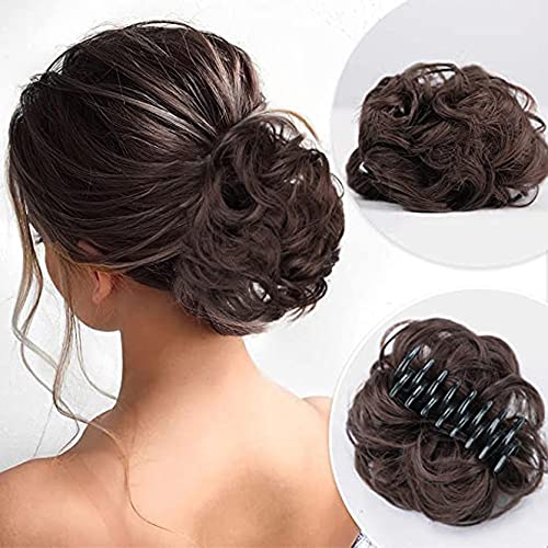 Fake Hair Buns Dark Brown Hair Bun Messy Hair Pieces for Women Hair Buns Hair Piece Updo Hair Scrunchies for Womens Hair Bun Hair Pieces for Women Hair Bun Extensions Hair Bun Accessories for Women