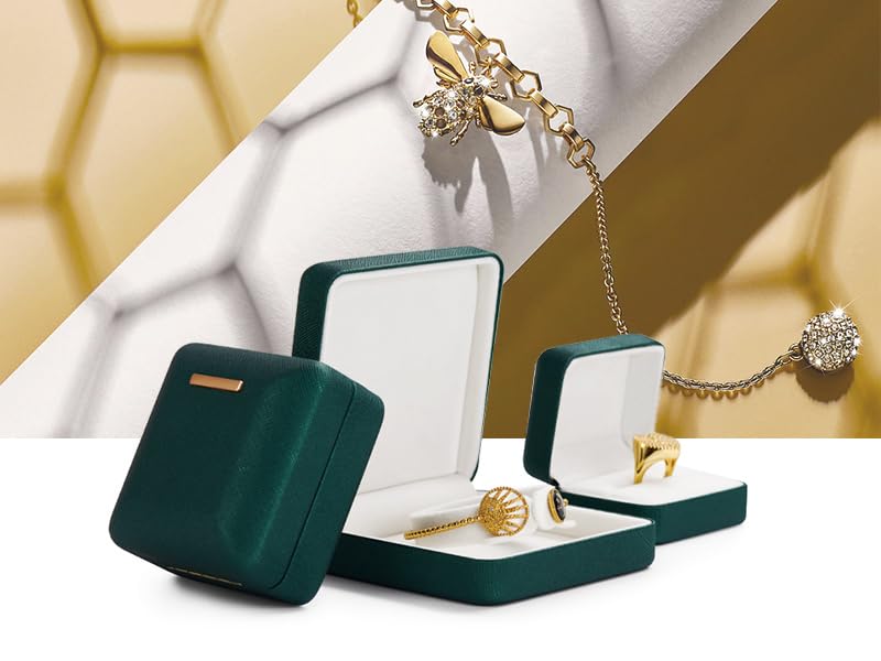 Emeralds Leather Bracelet Bangle Box Jewelry Gift Case Velvet Interior Bracelet Storage Holder(Green)