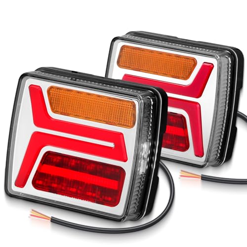 EYPINS Feux arrière de remorque LED sans faisceau 35 LEDs haute luminosité IP67 étanche avec soudure ultrasonique Câble 25cm Certifié ECE R148/R10...