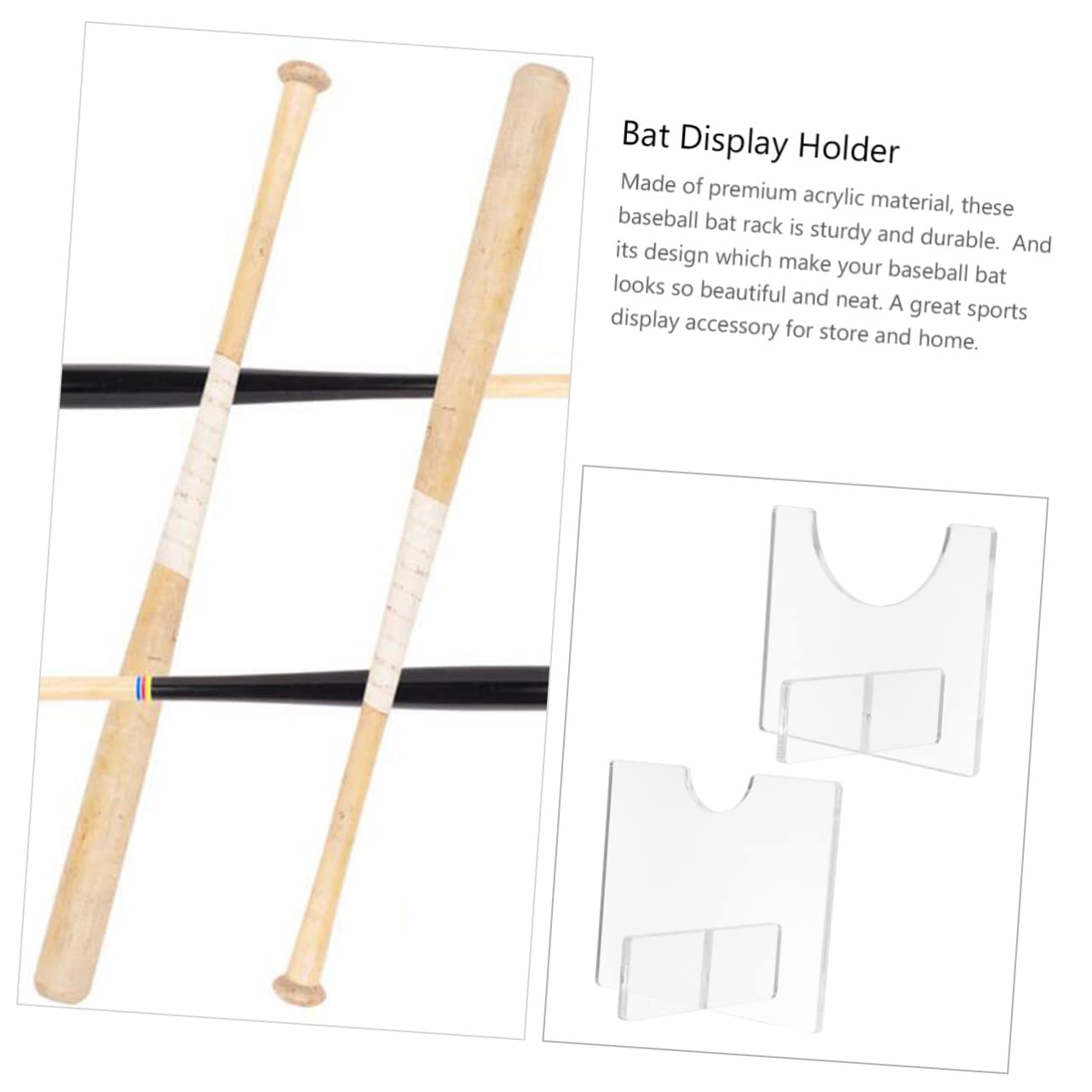 Abaodam Acrylic Baseball Bat Rack Holder Display Stand for Boys and Girls Adults Sturdy Space-Saving for Collectors