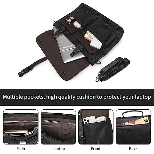 Leather Messenger Bag for Men,Vintage Mens Laptop Bag Water Resistant Business Travel Briefcase Satchel Work Computer Bag2