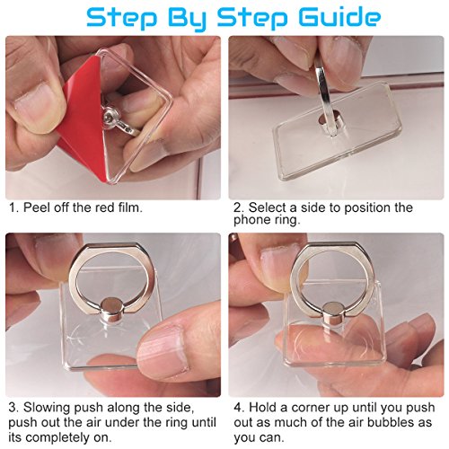 PYFK Transparent Cell Phone Ring Holder, 360 Degree Rotation, Finger Grip Stand Holder, Compatible with iPhone X, iPhone 8/8 Plus, iPhone 7/7 Plus, Samsung Galaxy S8 etc. (4 Silver)