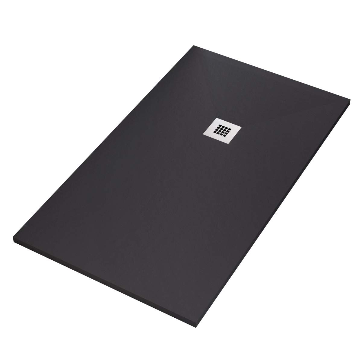 Luminosa ArredoBagno Piatto Doccia Marmoresina 70x140 - Effetto Pietra Antiscivolo con GELCOAT - Modello MARMOTEK Colore Nero - Griglia in Acciaio e piletta Incluse