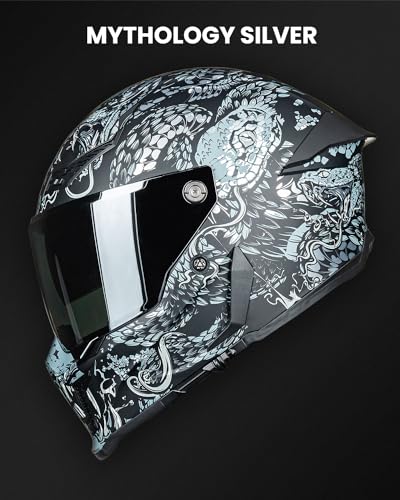 Image of ILM Motorcycle Helmets for Adult Men Women Full Face DOT ECE Powersports Dual Visor Street Racing Helmet with Pinlock Cascos para Motos Model MF509 (Mythology Silver, S)