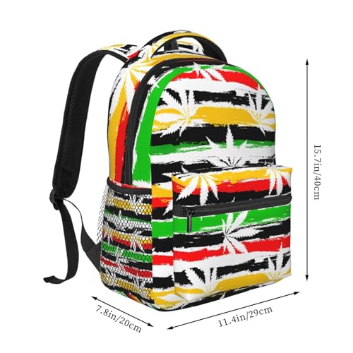 Jamaica Flag Marijuana Lightweight Backpack Travel Casual Bags for Women or Men 15.7 Inches2