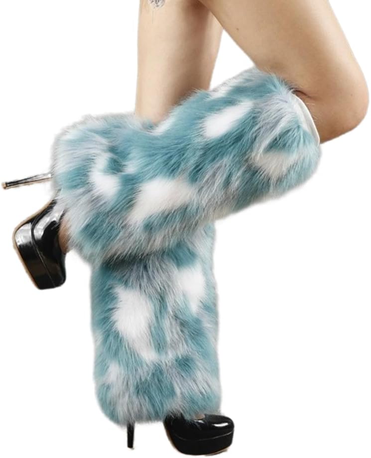 Women Furs Leg Warmer Winter Furry Long Boot Cuffs Fuzzy Party Costume for Holiday Festival Performances Play