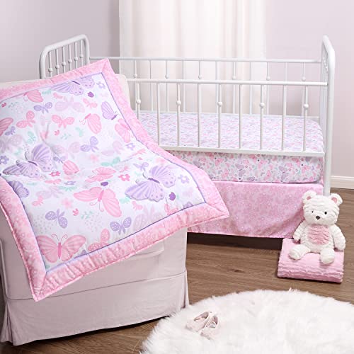 The Peanutshell Crib Bedding Set For Baby Girls, Butterfly Song, 3 Piece Set #TOP6
