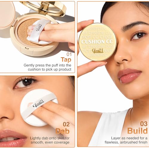 Image of Glam21 Air Cushion CC Matte Foundation Compact | High Coverage Lightweight Foundation for Indian Skin | Long Lasting, Oil Control, Smooth Airbrushed Finish | Travel Friendly Cushion Compact- 11gm (Ivory-01)