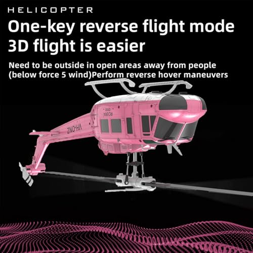 Image of RC ERA C032 UH-1 Huey Helicopter - Remote Control Helicopters for Adult, 1 /48 Sacle 2.4G 6CH Gyro Stabilized Aircraft with Altitude Hold & Optical Flow,3D Stunt Drone (Pink)