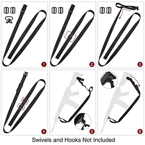 CVLIFE Two Point Sling Rifle Sling 1.25 in Width, Tube Webbing, Black - image 6